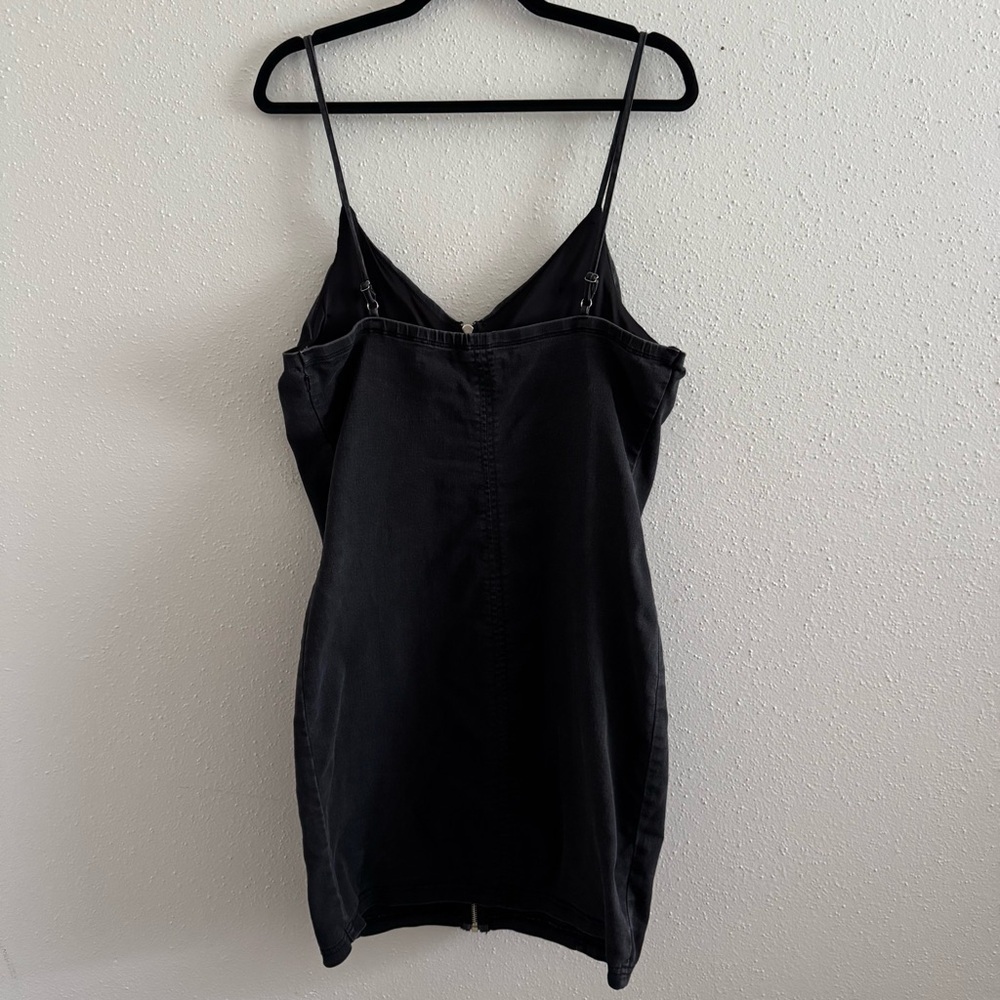 Iris Black Denim Zip Front Mini Dress XL - Picture 7 of 9